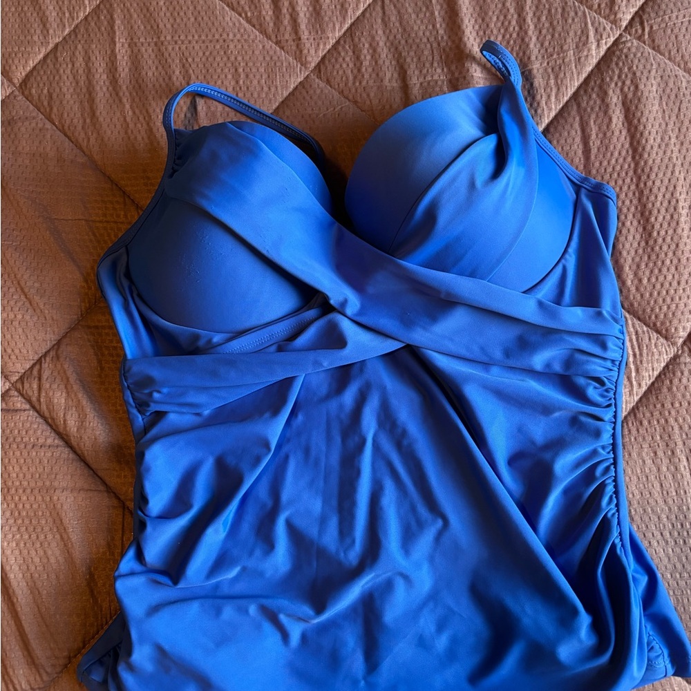 Blue Swimsuit with Ruched Design